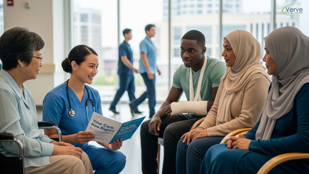 Nurse treating diverse patients fairly